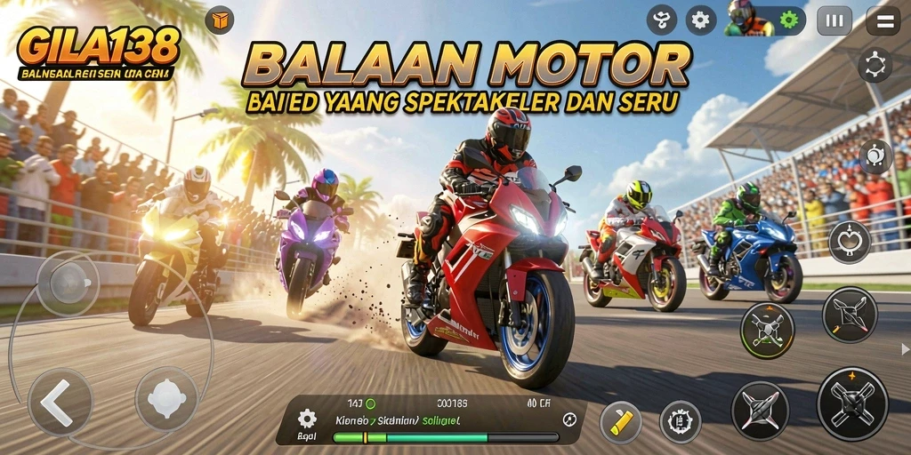 Screenshot GILA138 menampilkan aksi balapan motor yang mendebarkan.