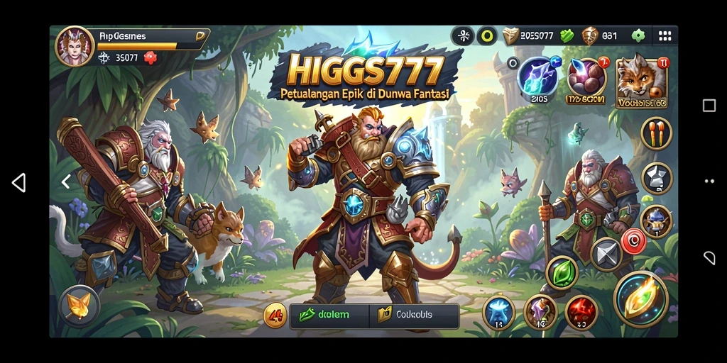 Tangkapan layar gameplay HIGGS777 menunjukkan aksi seru dalam eksplorasi dunia petualangan.