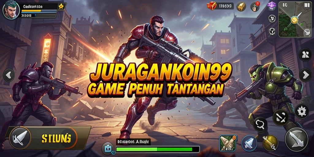 Tampilan gameplay JURAGANKOIN99 dengan aksi seru dan karakter menarik.