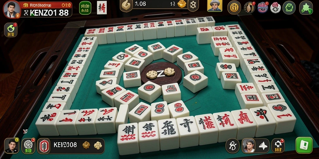 Screenshot utama KENZO188 menampilkan gameplay Mahjong yang seru.