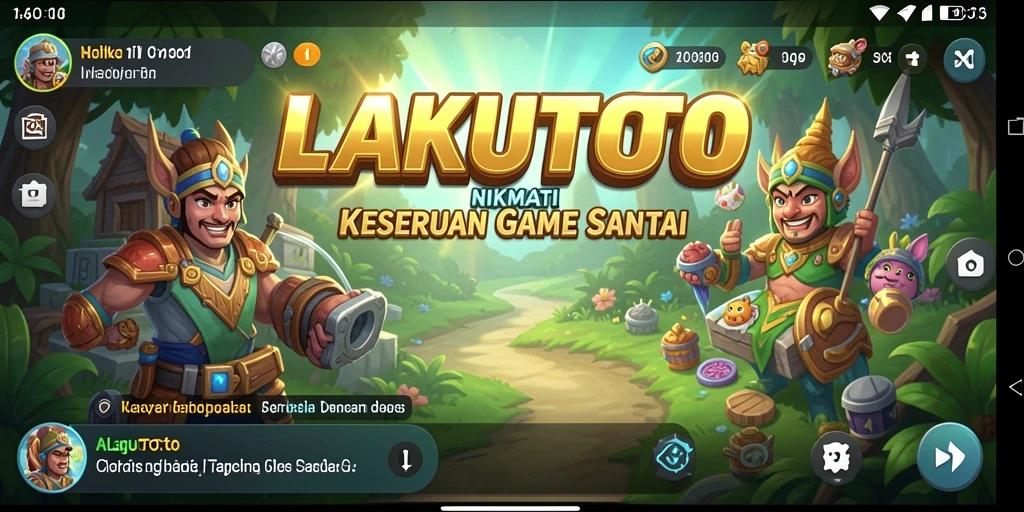 Tangkapan layar utama LAKUTOTO menunjukkan aksi gameplay yang seru.
