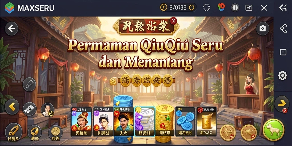Tampilan gameplay seru MAXSERU dalam permainan QiuQiu.