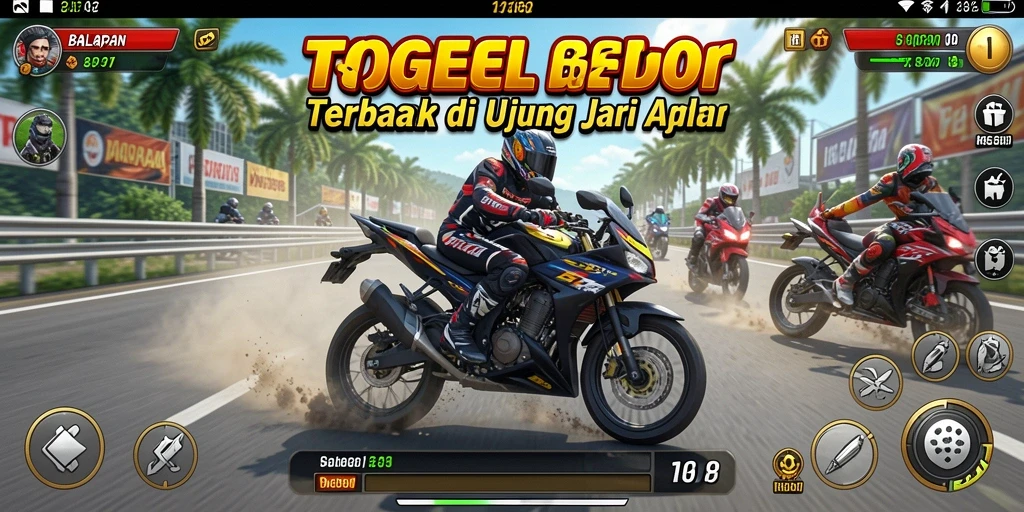 Tampilan gameplay mendebarkan TOGEL62 dengan balapan motor yang seru.
