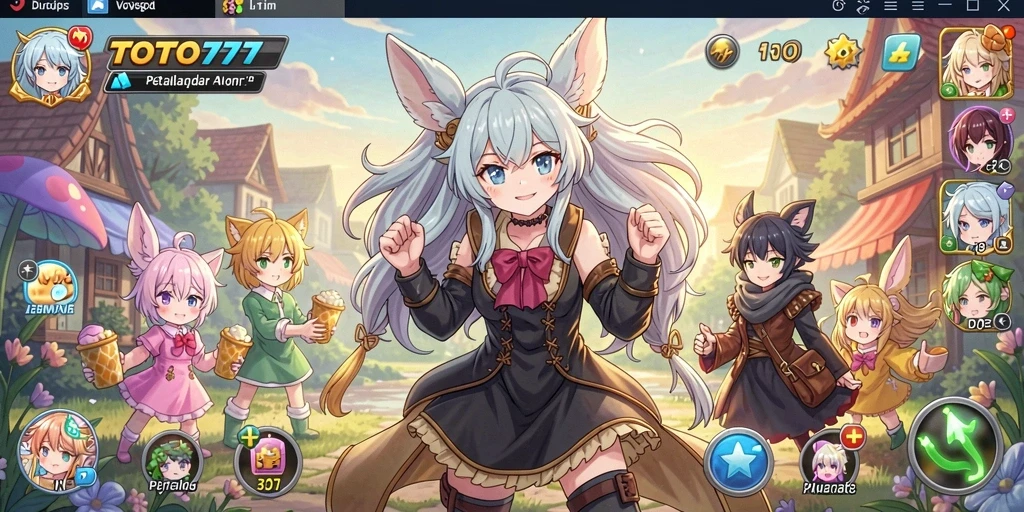 Tampilan gameplay TOTO777 dengan karakter anime yang menarik.