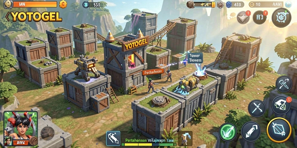 Gameplay seru Tower Defense YOTOGEL dengan grafis menawan.